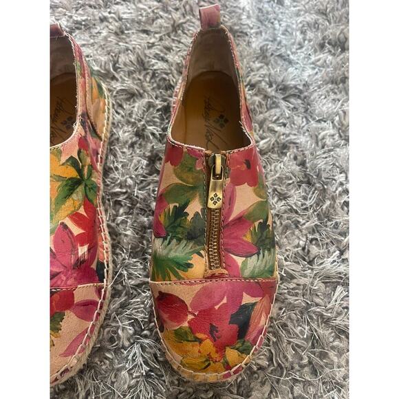 Patricia Nash 8 Floral Leather Espadrilles Eva Flats Zip Shoes Boho Resort Style - Picture 5 of 13